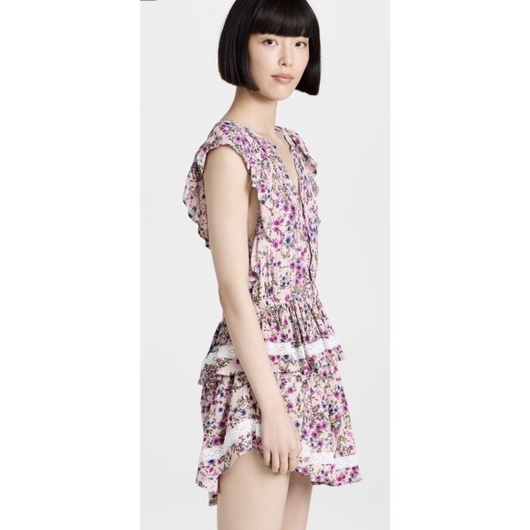 Sokie Collective Sz L The Mini Flicker Dress Light Pink Floral Coquette - Picture 4 of 15